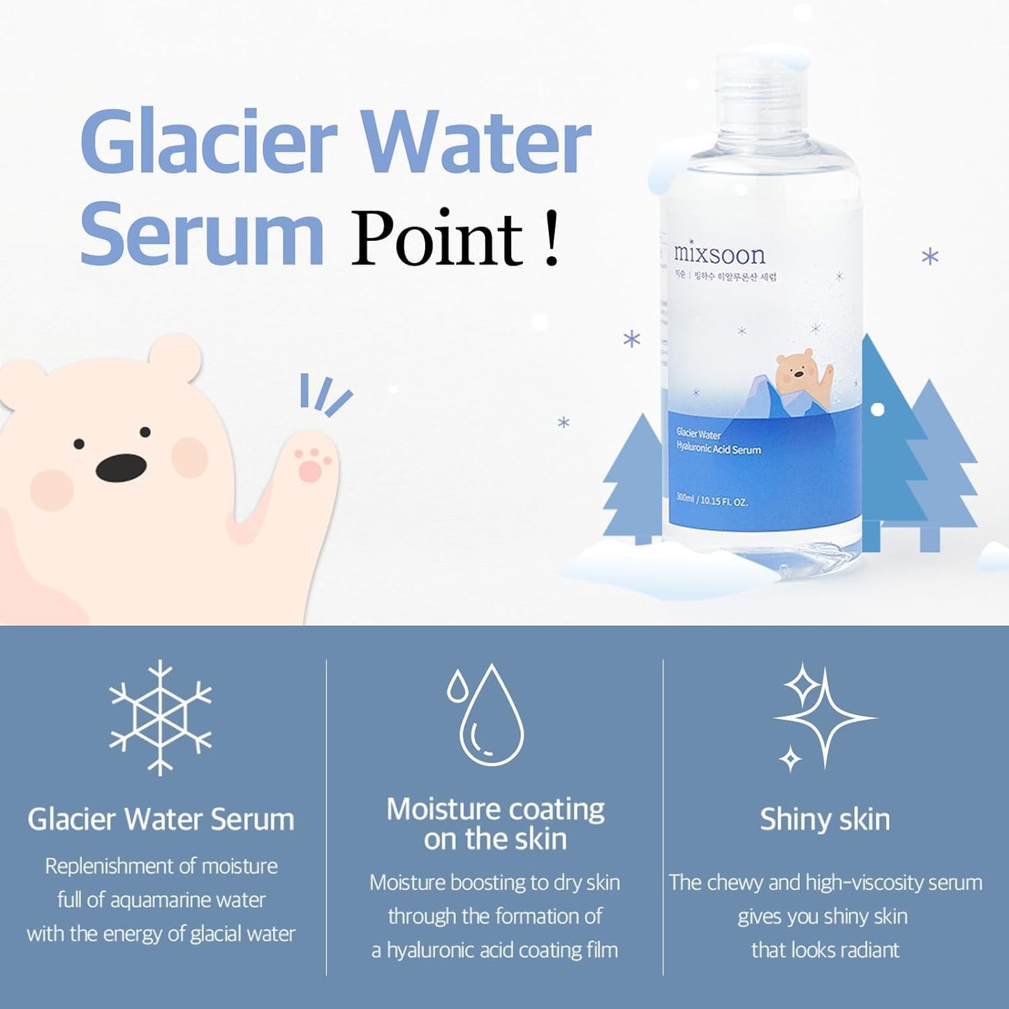 Glacier Water Hyaluronic Acid Serum - Non-Greasy Hydration Booster, Firming Facial Serum for Radiant, Dewy Skin - Korean Serum for Glass Skin (10.14 Fl.Oz / 300Ml)